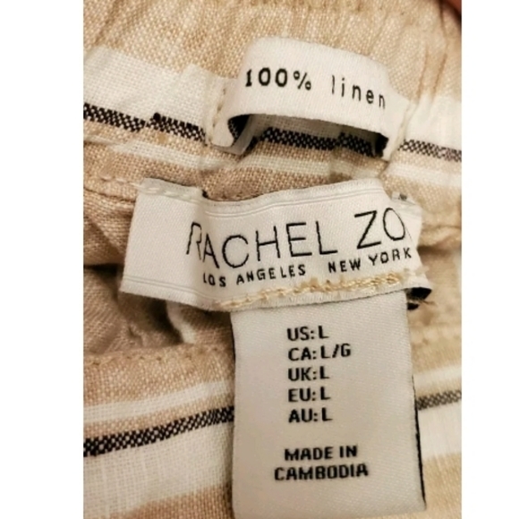 Rachel Zoe Natural Striped Linen Midi Skirt - Picture 5 of 5